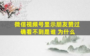 微信视频号显示朋友赞过 确看不到是谁 为什么